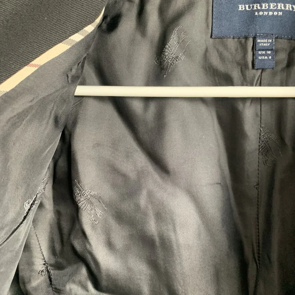 Burberry London 100% Wool Single Breasted Jacket Black Size 8 Black - Picture 10 of 14